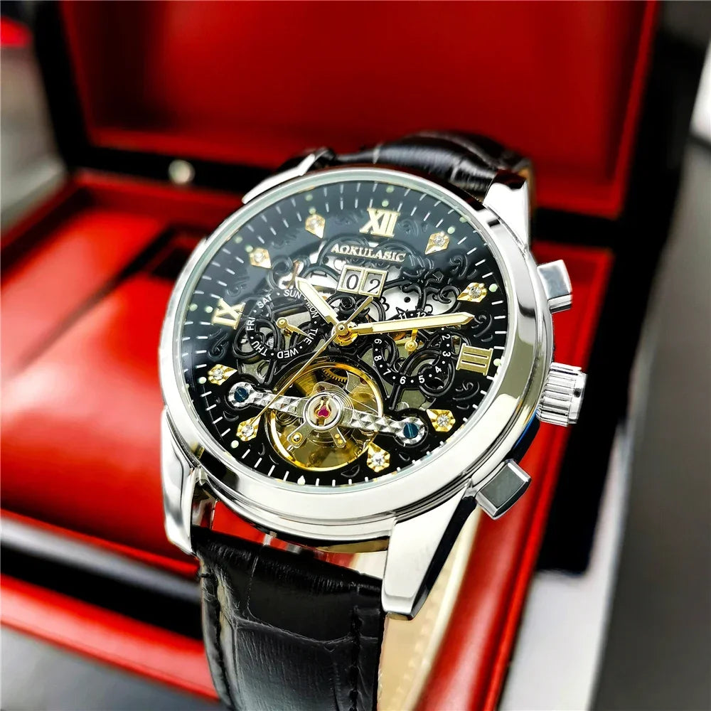 AOKULASIC Luxury Mechanical Wristwatches Mens Top Brand Fashion Waterproof Automatic Watch Man Tourbillon orologi meccanici uomo