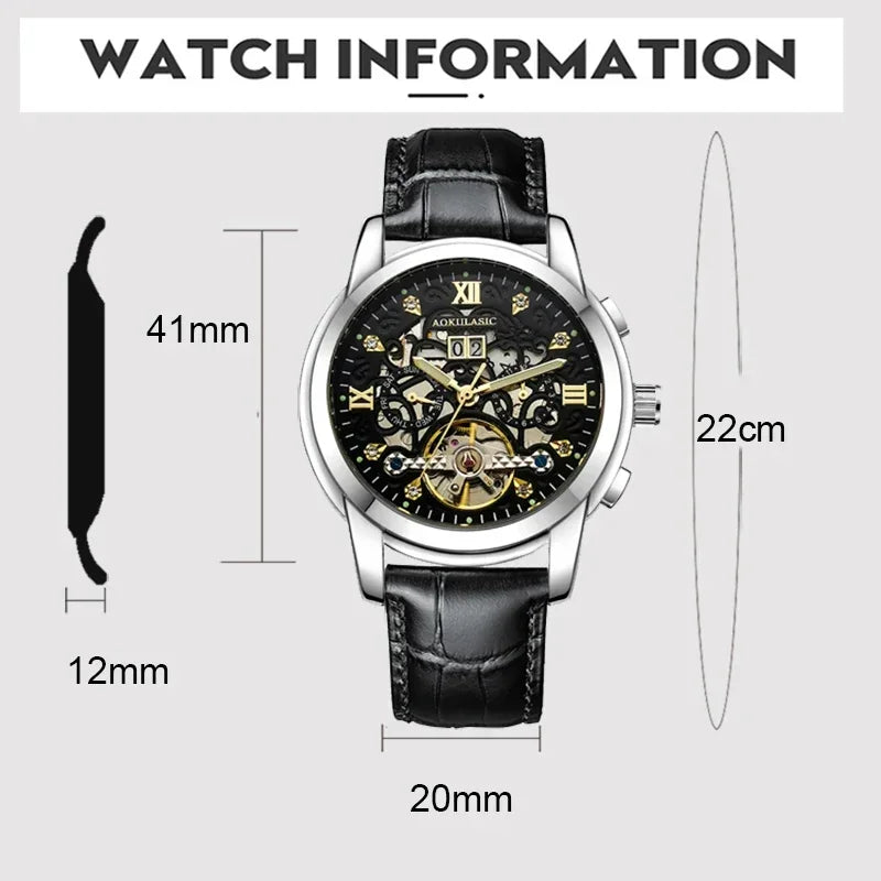 AOKULASIC Luxury Mechanical Wristwatches Mens Top Brand Fashion Waterproof Automatic Watch Man Tourbillon orologi meccanici uomo